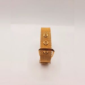 Vintage Avon Signed Gold Tone Mesh Wide Buckle Bracelet
